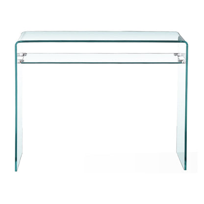 Modern Glass Console Table with Shelf – 12mm Tempered Bent Glass