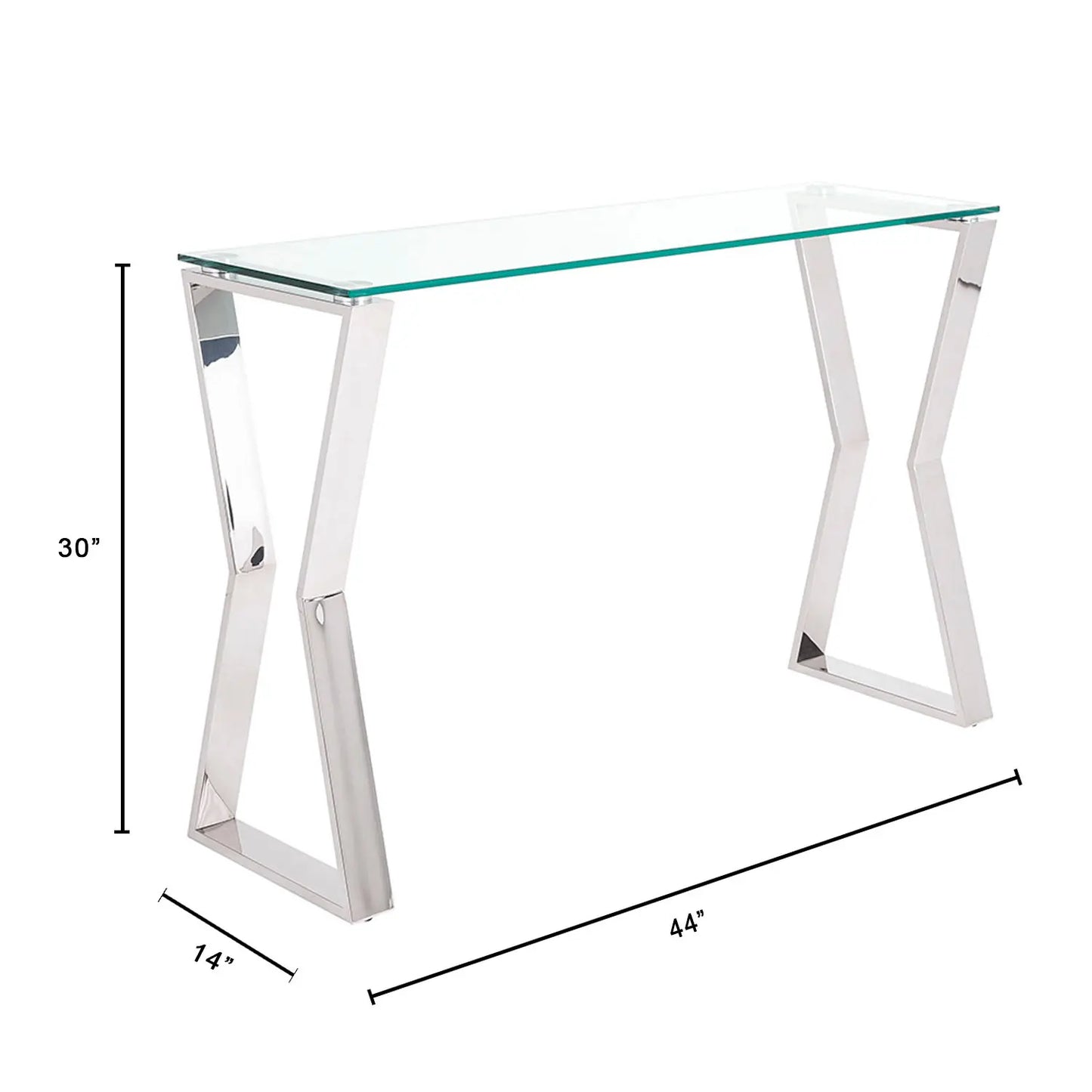 Noa Tempered Glass Console Table with Sleek Stainless Steel Base