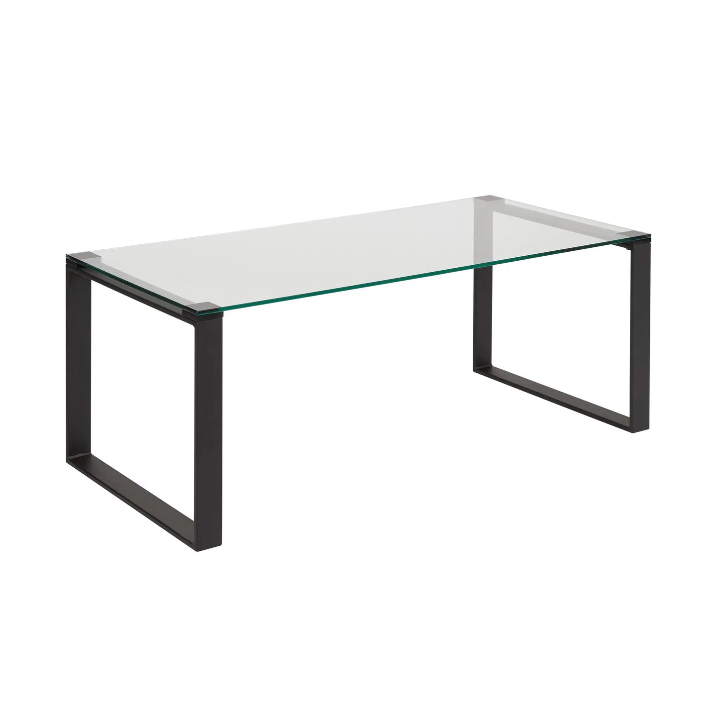 Contemporary Black Rectangular Coffee Table – Glass & Metal Design