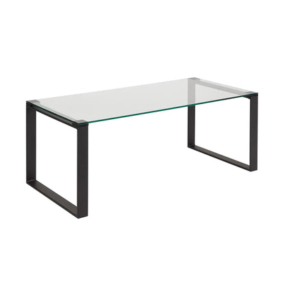 Contemporary Black Rectangular Coffee Table – Glass & Metal Design