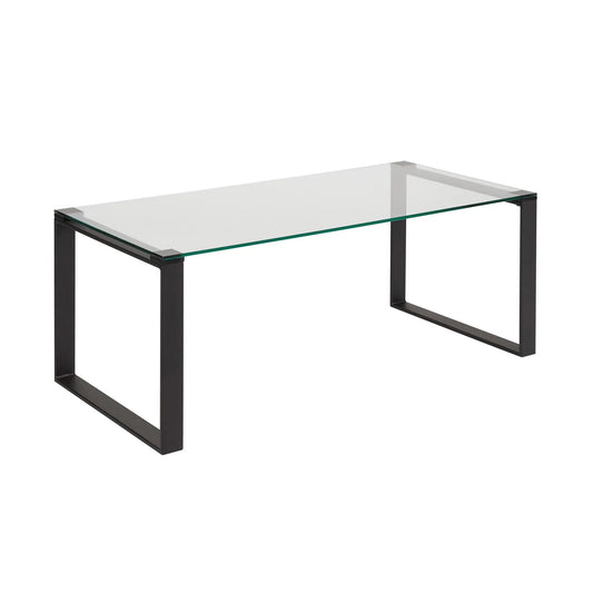 Contemporary Black Rectangular Coffee Table – Glass & Metal Design
