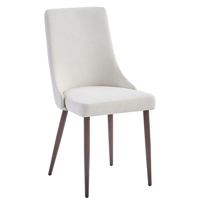 Cora Mid-Century Fabric Dining Chairs Set of 2 in Beige Fabric