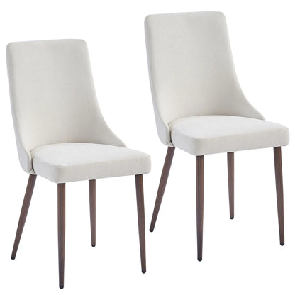 Cora Mid-Century Fabric Dining Chairs Set of 2 in Beige Fabric