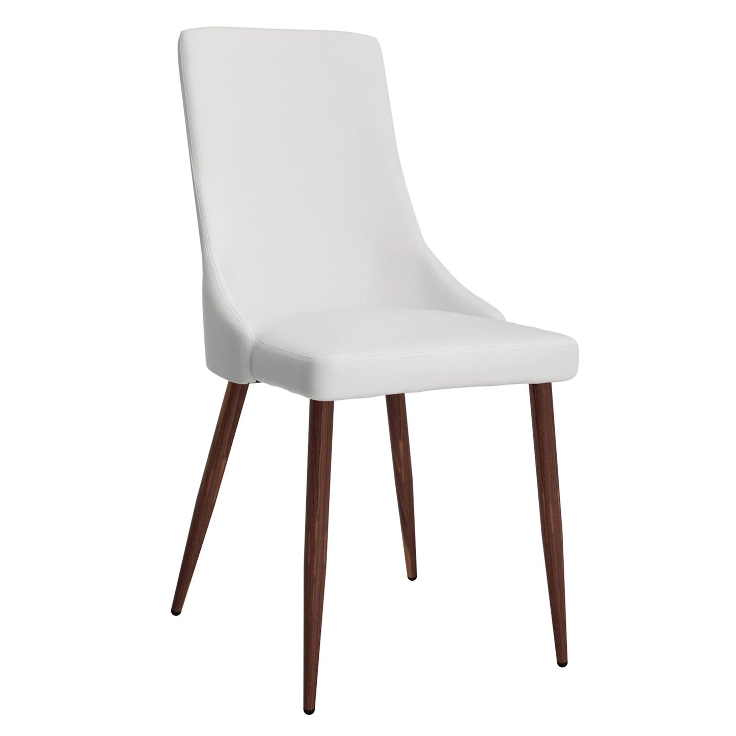 Cora Mid-Century White Dining Chairs Set of 2 – Faux Leather & Walnut