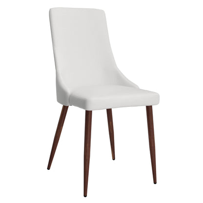 Cora Mid-Century White Dining Chairs Set of 2 – Faux Leather & Walnut