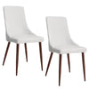 Cora Mid-Century White Dining Chairs Set of 2 – Faux Leather & Walnut