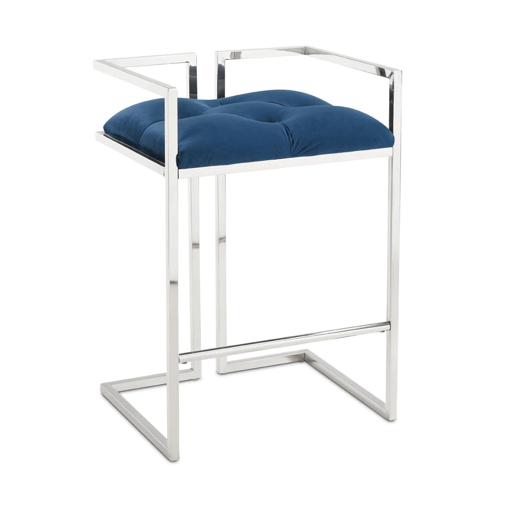 Coralie Blue Velvet Counter Stool – Modern Luxe Seating