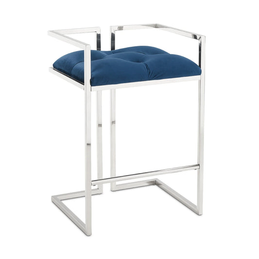 Coralie Blue Velvet Counter Stool – Modern Luxe Seating