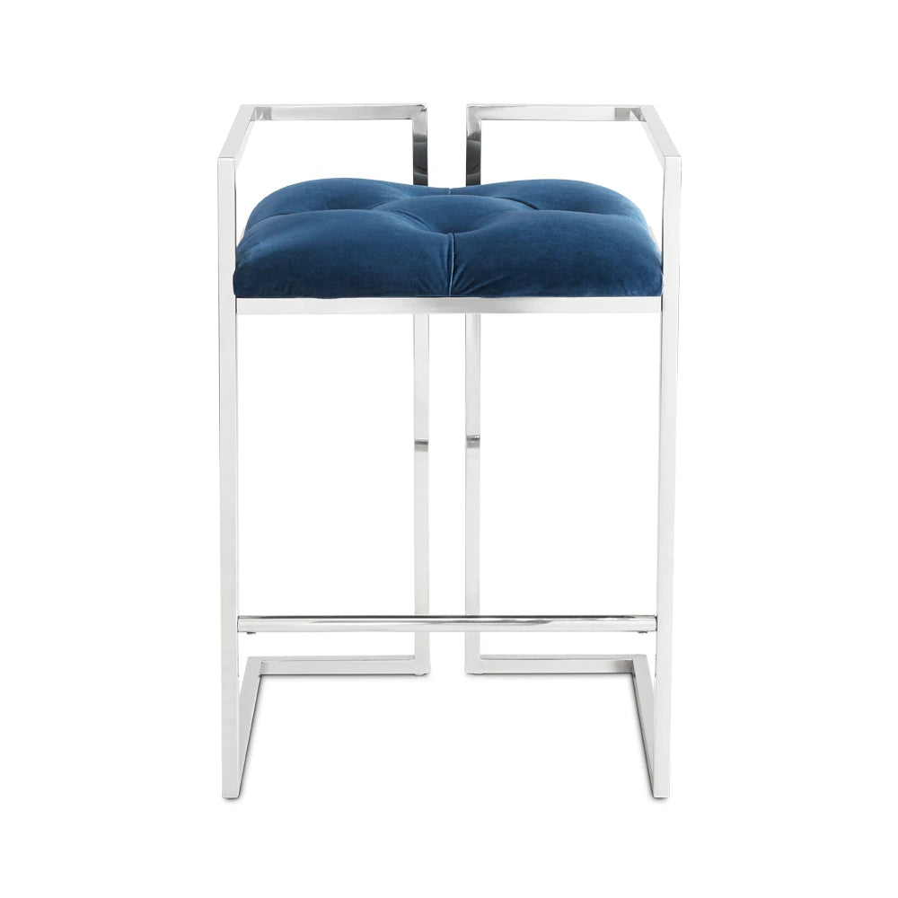 Coralie Blue Velvet Counter Stool – Modern Luxe Seating