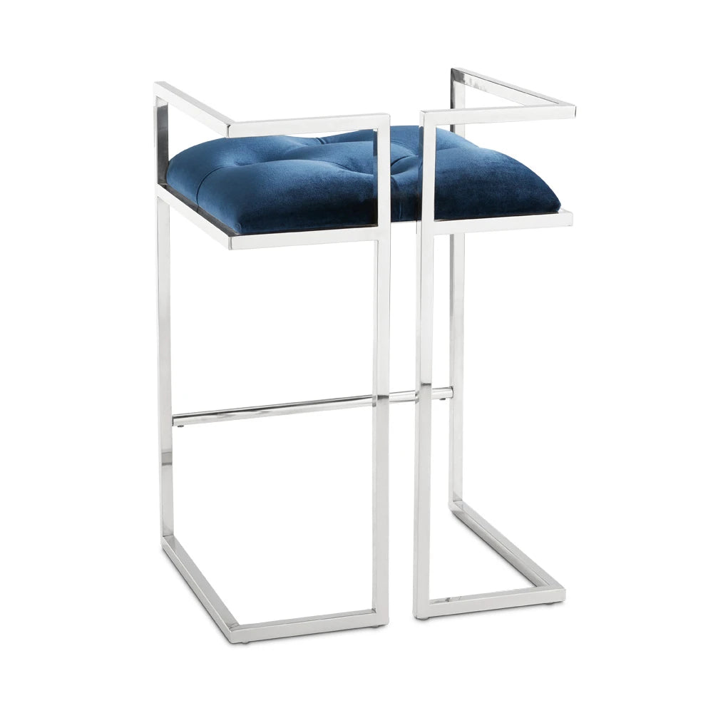 Coralie Blue Velvet Counter Stool – Modern Luxe Seating
