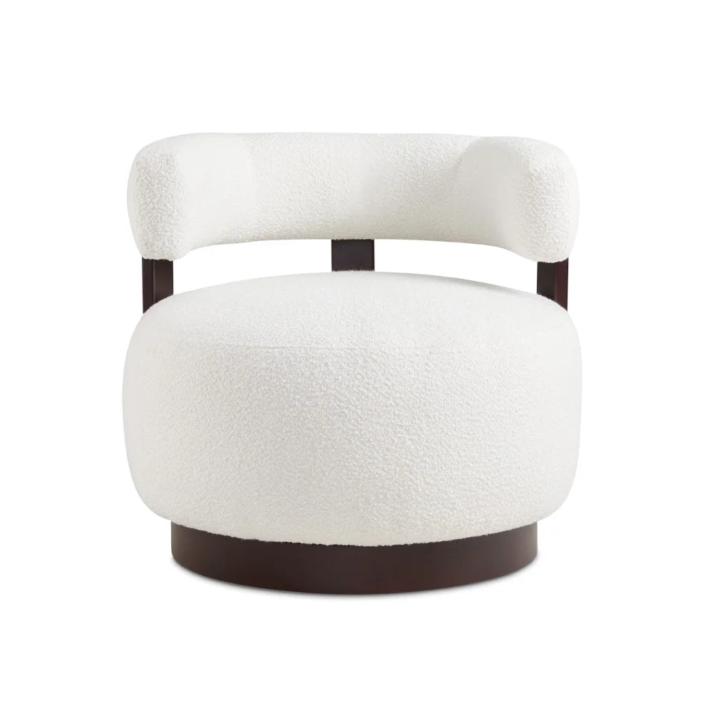 Cornwell Fabric Accent Chair With White Boucle & Solid Wood Frame, For Living Room
