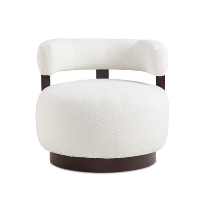 Cornwell Fabric Accent Chair With White Boucle & Solid Wood Frame, For Living Room