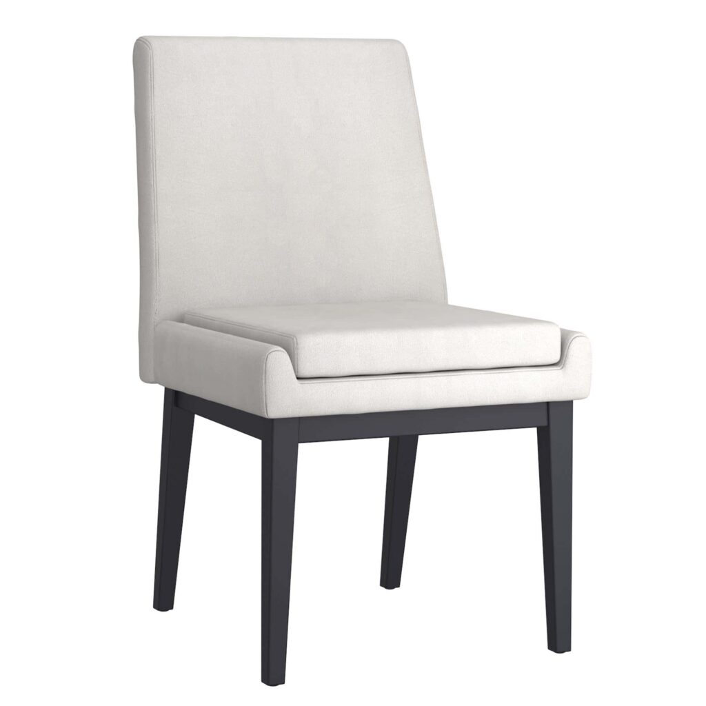 Cortez Dining Chair, Beige Fabric Upholstery with Black Metal Legs - Set of 2