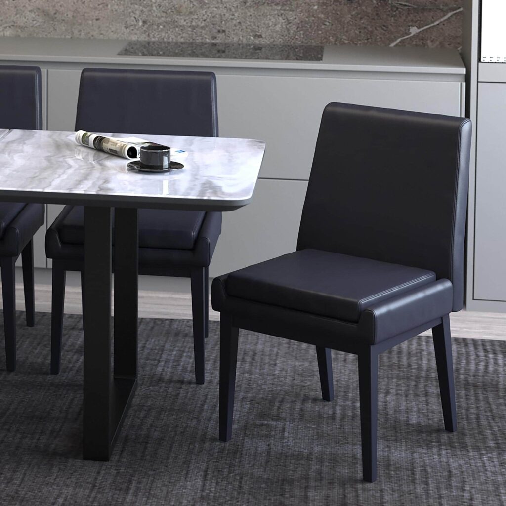 Cortez Dining Chair, in Faux Leather with Black Metal Legs - Set of 2