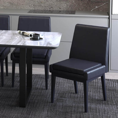 Cortez Dining Chair, in Faux Leather with Black Metal Legs - Set of 2
