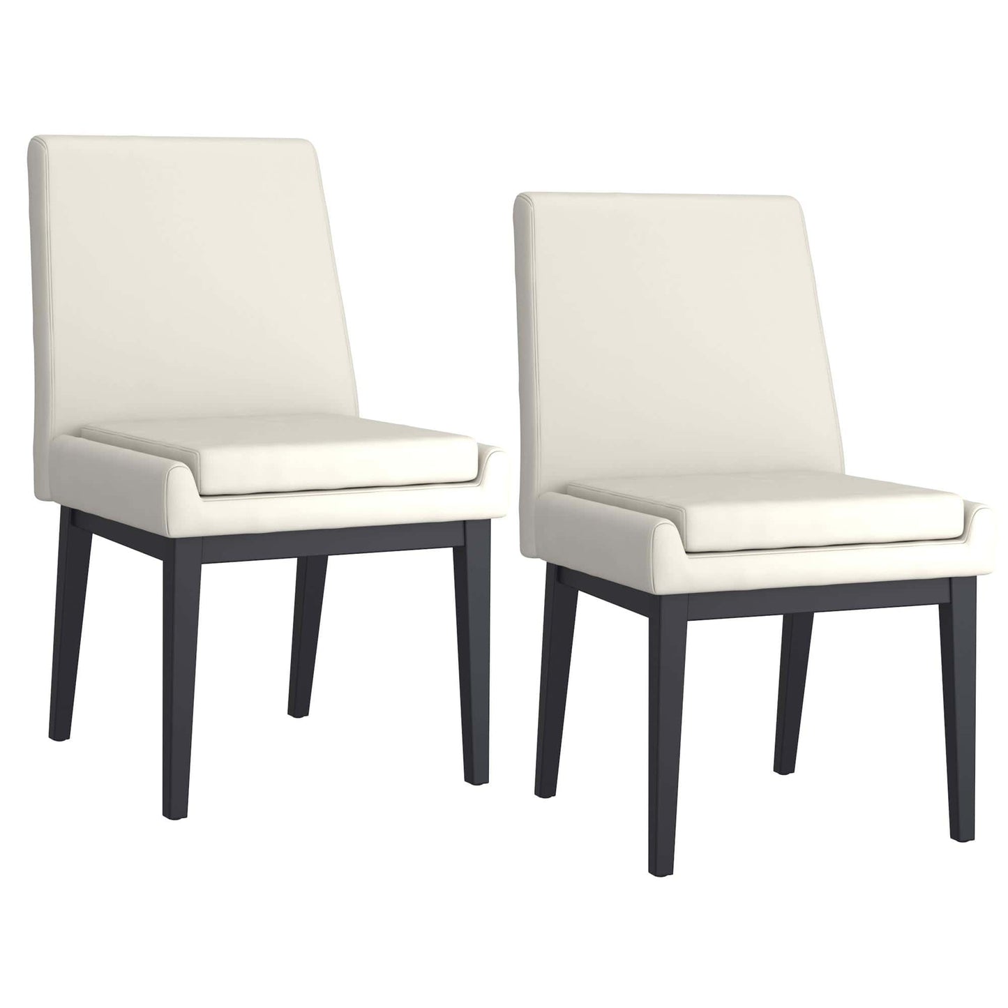 Cortez Dining Chair, in Faux Leather with Black Metal Legs - Set of 2