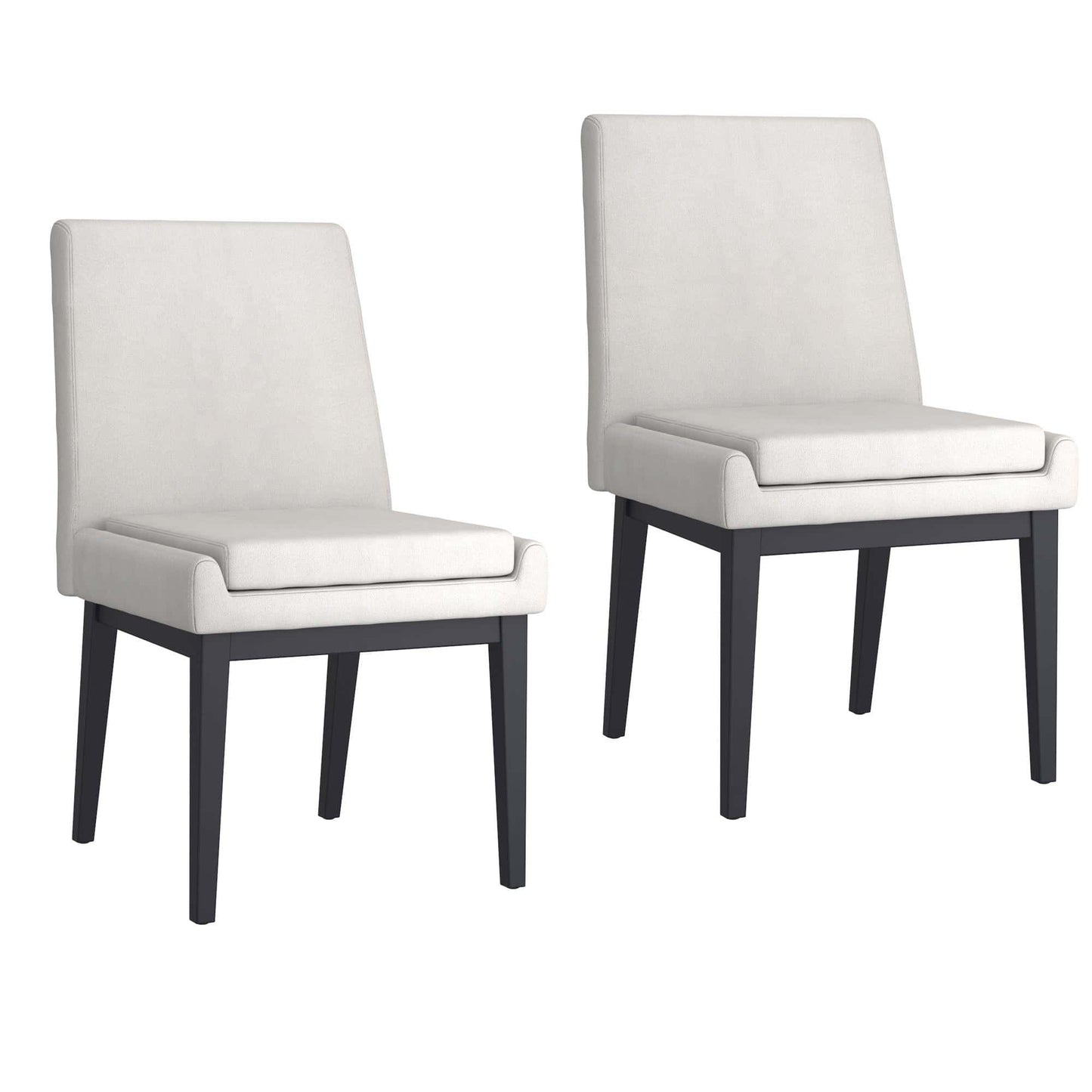 Cortez Dining Chair, Beige Fabric Upholstery with Black Metal Legs - Set of 2