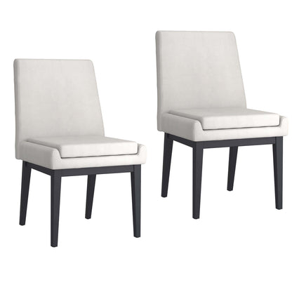 Cortez Dining Chair, Beige Fabric Upholstery with Black Metal Legs - Set of 2