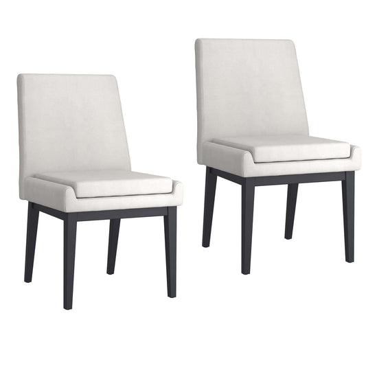 Cortez Dining Chair, Beige Fabric Upholstery with Black Metal Legs - Set of 2