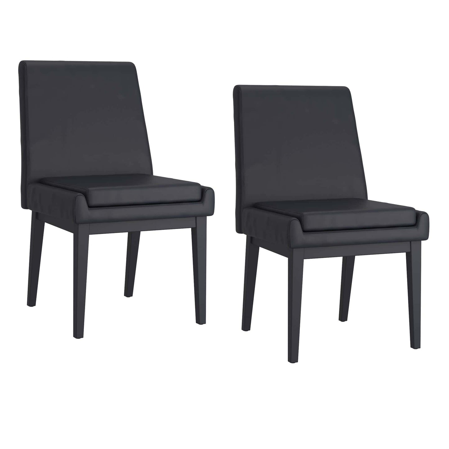 Cortez Dining Chair, in Faux Leather with Black Metal Legs - Set of 2