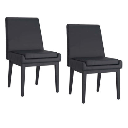 Cortez Dining Chair, in Faux Leather with Black Metal Legs - Set of 2