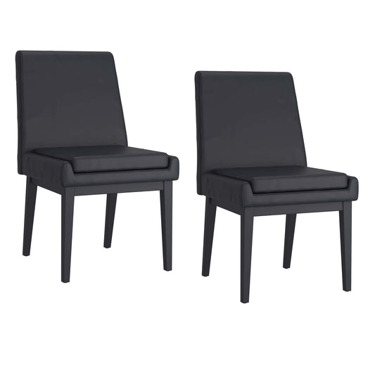 Cortez Dining Chair, in Faux Leather with Black Metal Legs - Set of 2