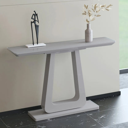 Corvus Modern Console Table with Glass Top & Pedestal Base