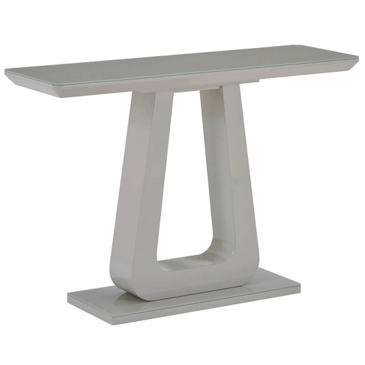 Corvus Modern Console Table with Glass Top & Pedestal Base