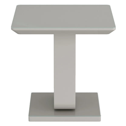 Corvus Modern Glass Side Table in Warm Grey with Pedestal Base