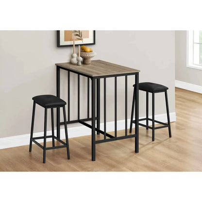 Counter Height Dining Room Set For 2 - Taupe Top & Black Metal Frame