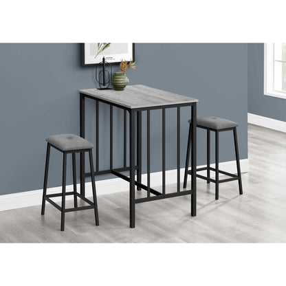 Counter Height Dining Table Set For 2 - Grey Top & Black Metal Frame