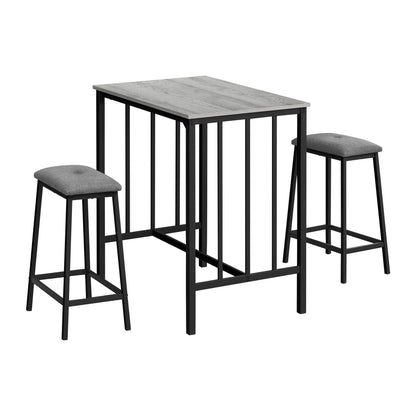 Counter Height Dining Table Set For 2 - Grey Top & Black Metal Frame