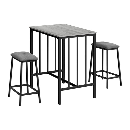 Counter Height Dining Table Set For 2 - Grey Top & Black Metal Frame