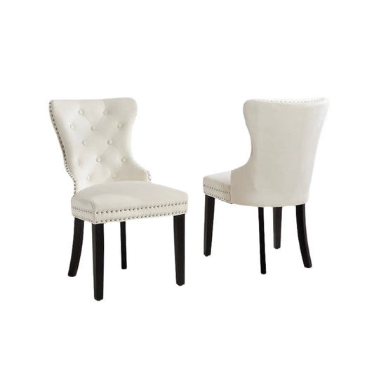 Cream Two white upholstered chairs 
