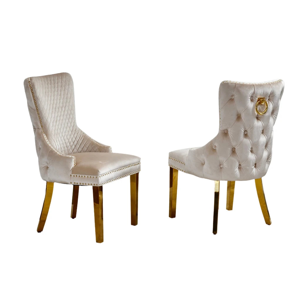 Set of Two decorative accent chairs with quilted and tufted designs