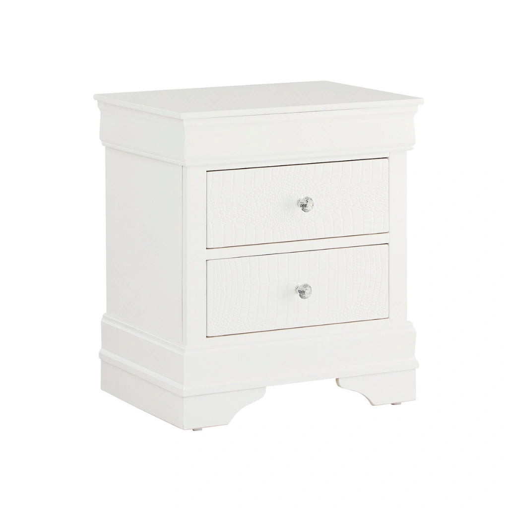 White Crocodile Veneer Nightstand