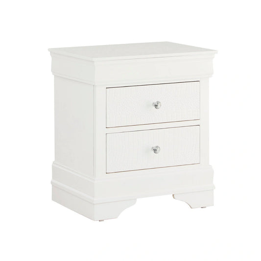 White Crocodile Veneer Nightstand