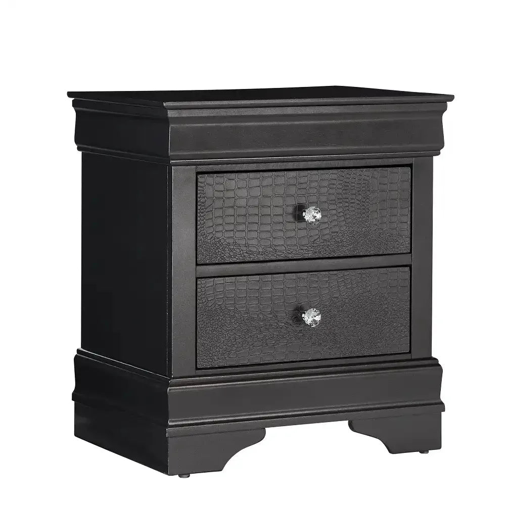 Black Crocodile Veneer Nightstand