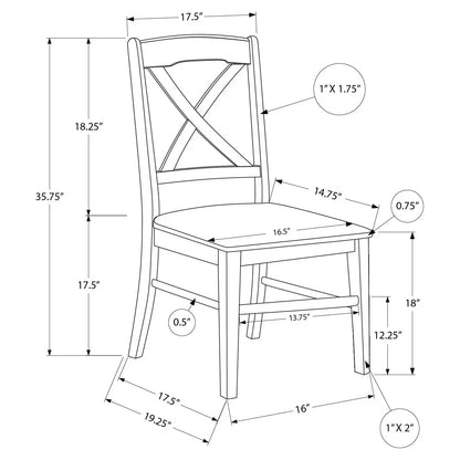 Cross Back Design Dining Chairs – Cream Oak Finish - 2pcs