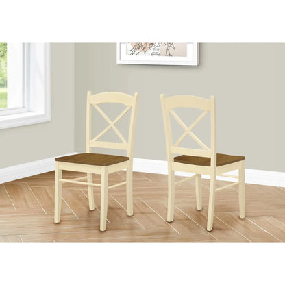 Cross Back Design Dining Chairs – Cream Oak Finish - 2pcs
