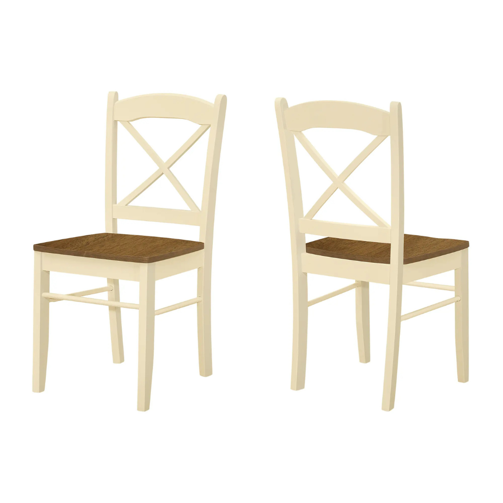 Cross Back Design Dining Chairs – Cream Oak Finish - 2pcs