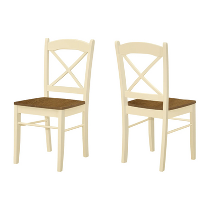 Cross Back Design Dining Chairs – Cream Oak Finish - 2pcs