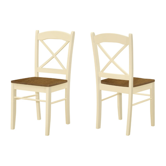 Cross Back Design Dining Chairs – Cream Oak Finish - 2pcs