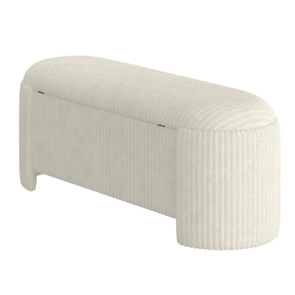 Cybil Modern Storage Ottoman in Ivory