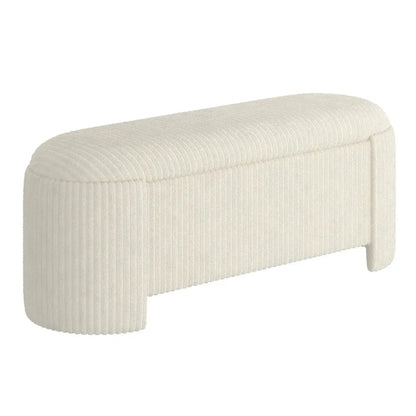 Cybil Modern Storage Ottoman in Ivory