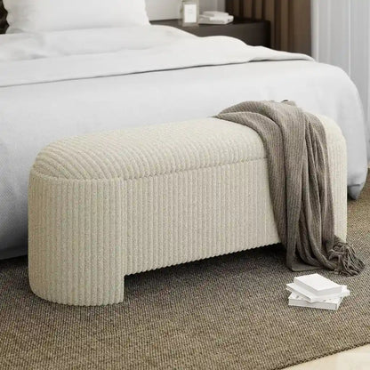 Cybil Modern Storage Ottoman in Ivory