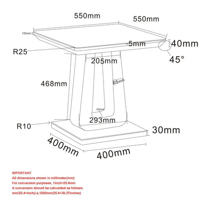 Corvus Modern Glass Side Table in Warm Grey with Pedestal Base