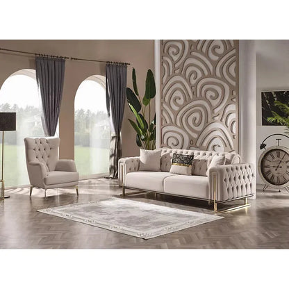 DREAMS Sofa Set with Stainless Steel Legs and Convertible Bed