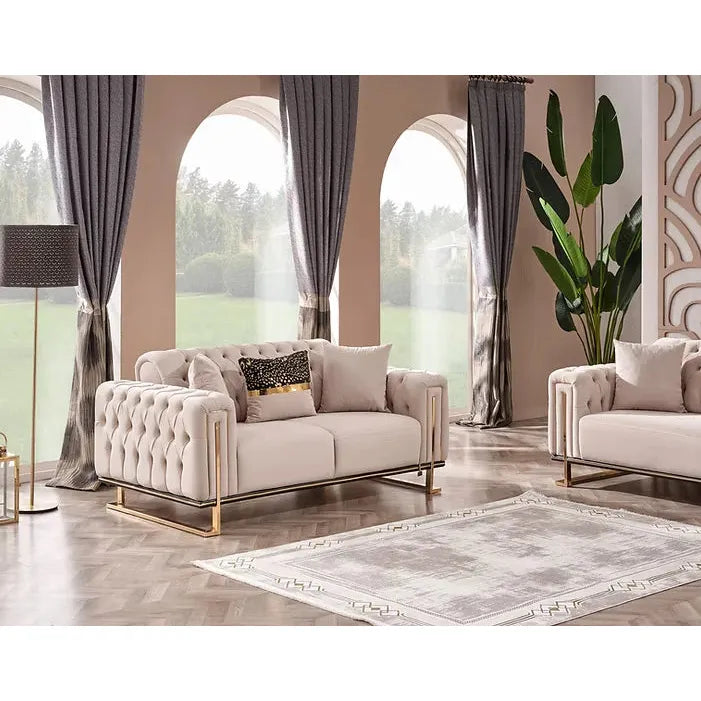 DREAMS Sofa Set with Stainless Steel Legs and Convertible Bed