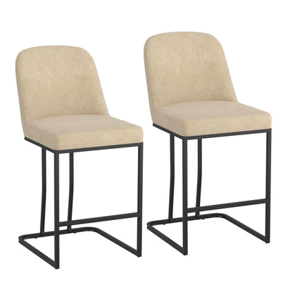 Dario 26 Fixed Height Counter Stools with Black Metal Base - Set of 2